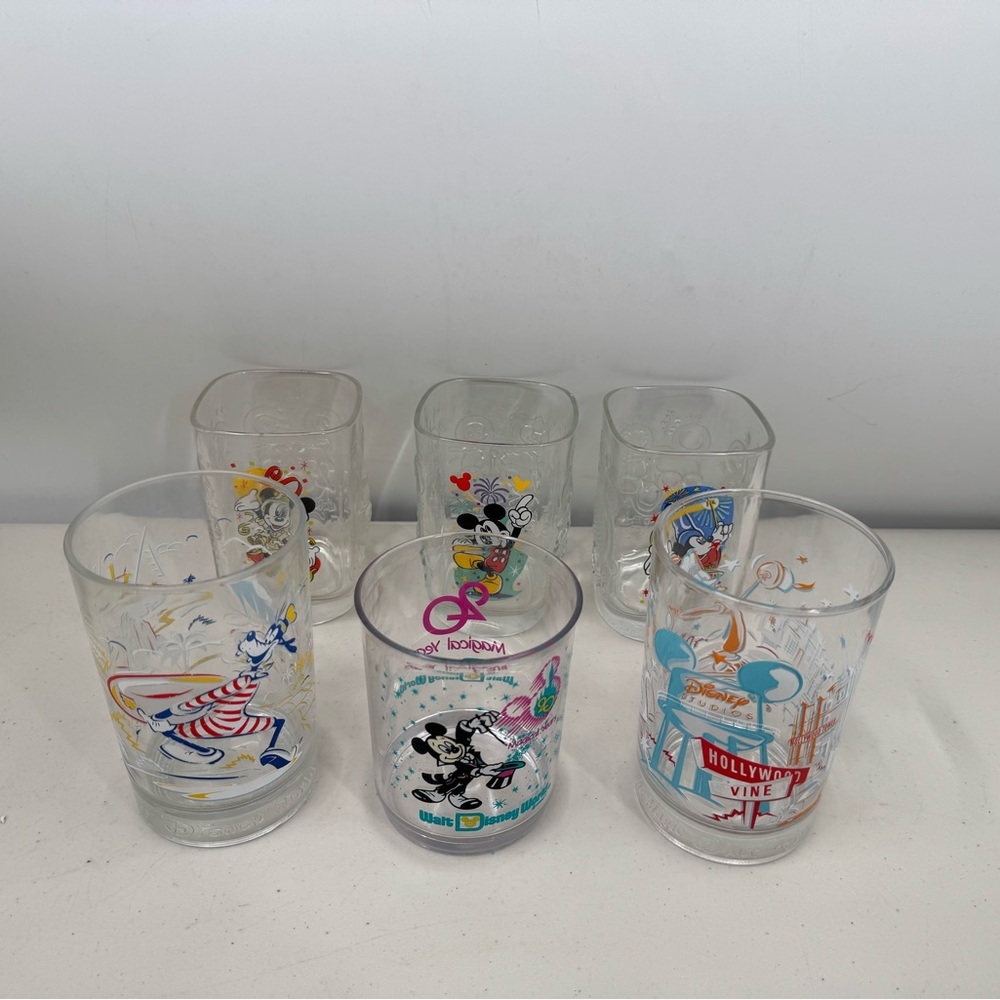 McDonald Disney Mickey Mouse Glass Cups Set of 6